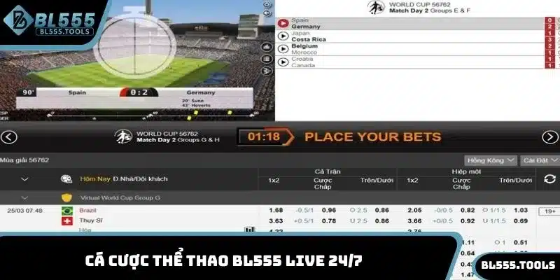 Cá cược thể thao BL555 live 24/7